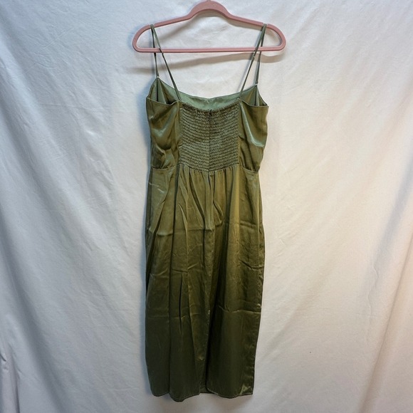 Reformation Oaklie Silk Slip Midi Dress Artichoke Green Size 10 - Picture 5 of 14